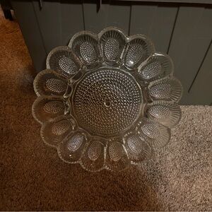 Intricate Clear Glass Serving Plate
